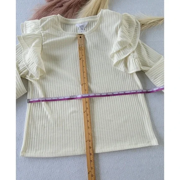 Nicole Miller‎ Women's Long Sleeve Ivory Pullover Flutter Accent Sweater Top XL - Picture 4 of 9